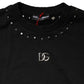 Black Embellished Cotton Sweatshirt Sweater