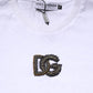 White Cotton DG Logo Embroidery Men  T-shirt