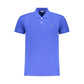 Blue Cotton Men Polo Shirt