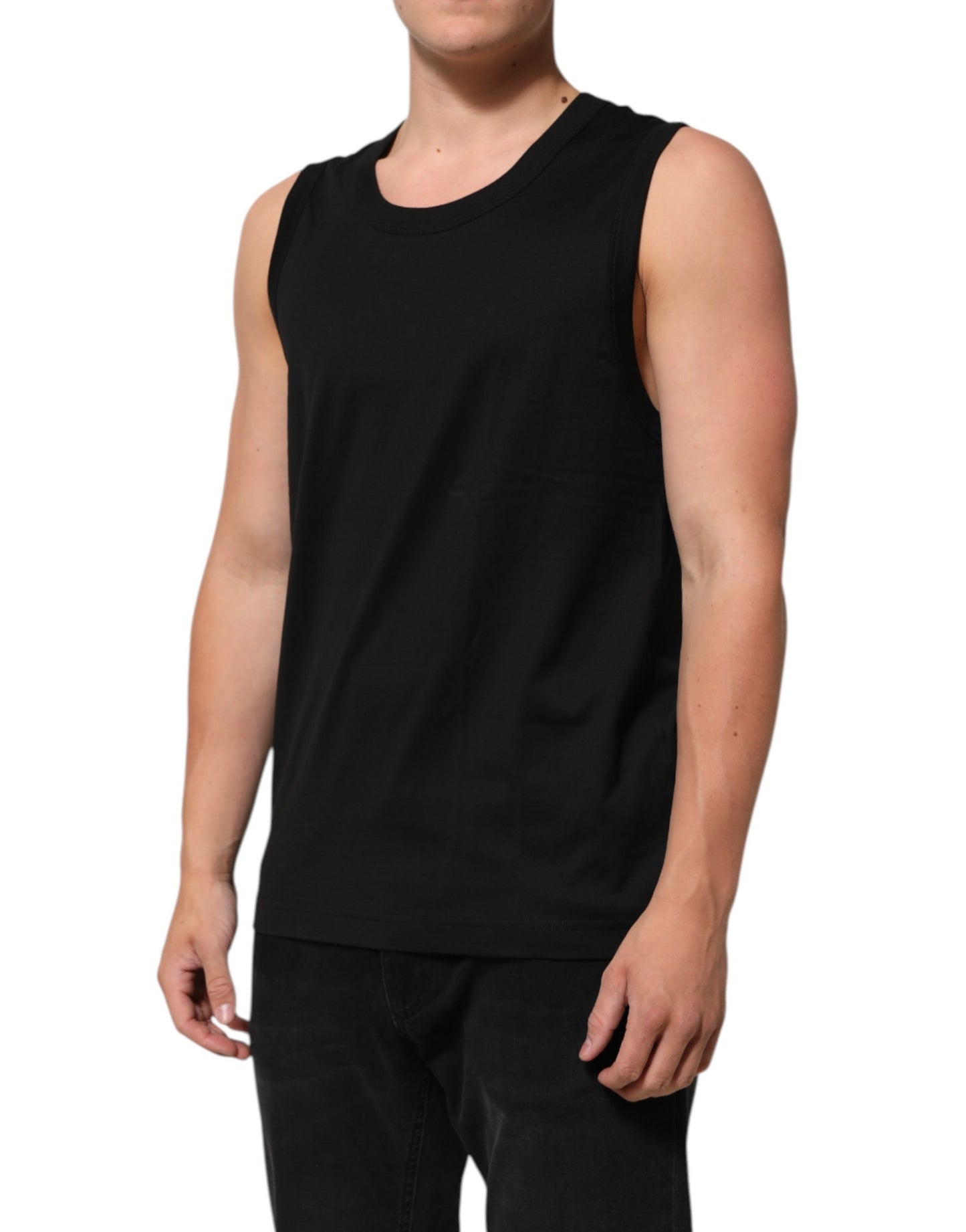 Black Cotton Sleeveless Men Tank Top T-shirt