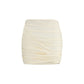 Beige Fabric Mini Skirt