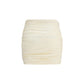 Beige Fabric Mini Skirt