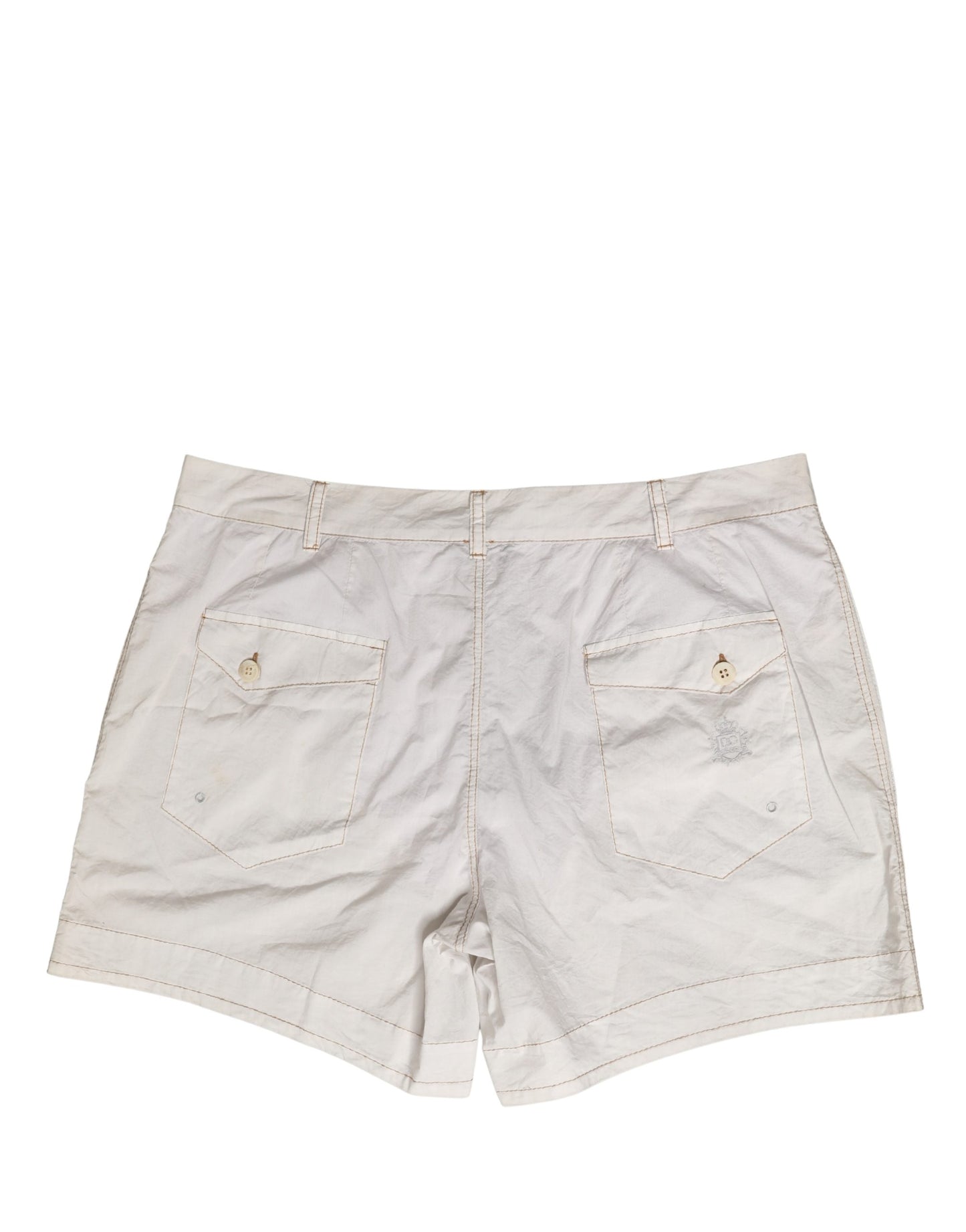 White Cotton Mid Waist Chino Bermuda Shorts