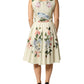 Beige Floral Sleeveless A-line Midi Dress