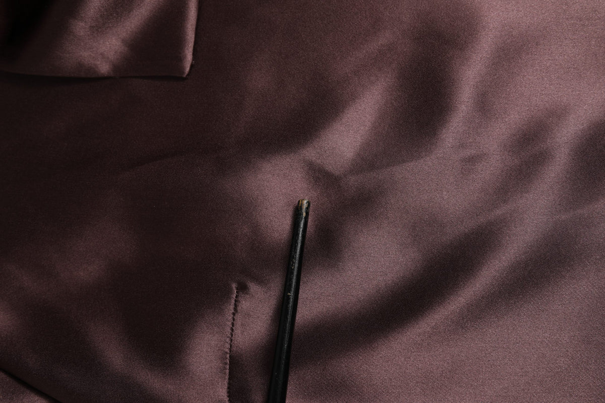 Violet Satin Long Sleeve Ascot Tie Shirt  Top