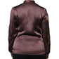 Violet Satin Long Sleeve Ascot Tie Shirt  Top