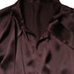 Violet Satin Long Sleeve Ascot Tie Shirt  Top