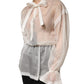 White Silk Cotton Ascot Collar Blouse Top