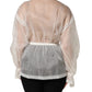 White Silk Cotton Ascot Collar Blouse Top