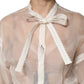 White Silk Cotton Ascot Collar Blouse Top