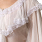 White LongSleeve Lace Trim Ruffled Blouse Top