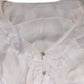 White LongSleeve Lace Trim Ruffled Blouse Top
