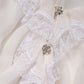 White LongSleeve Lace Trim Ruffled Blouse Top