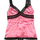 Pink Silk Satin Lace Trim Lingerie Top Sleepwear
