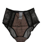 Black Sheer Polka Dot Lace High Waist Brief Underwear