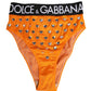 Orange Crystal High Waist Brief Panty Underwear