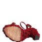 Red Rose Embellished Platform Sandals Shoes