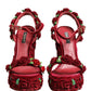Red Rose Embellished Platform Sandals Shoes