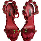 Red Rose Embellished Platform Sandals Shoes