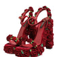 Red Rose Embellished Platform Sandals Shoes
