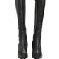 Black Leather Heels Knee High Boots Shoes