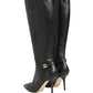 Black Leather Heels Knee High Boots Shoes