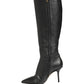Black Leather Heels Knee High Boots Shoes