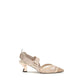 Beige Nylon Mid Heel Pumps
