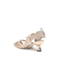 Beige Nylon Mid Heel Pumps