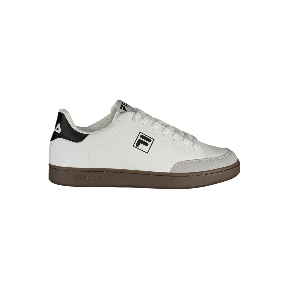 White Polyester Athletic Sneakers