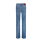 Blue Cotton Flared Jeans