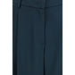 Blue Silk Casual Pants