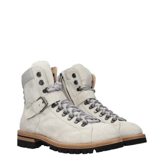 Gray Leather Ankle Boots