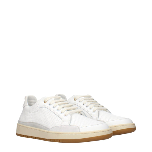 White Leather Low Top Sneakers
