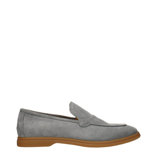 Gray Leather Slip-On Loafers