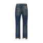 Blue Cotton Straight-Leg Jeans