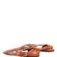 Brown Leather Flat Sandals Shoes