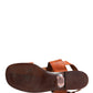 Brown Leather Flat Sandals Shoes