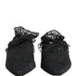 Black Lace Heels Sandals Shoes