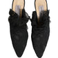 Black Lace Heels Sandals Shoes