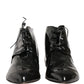 Black Leather AnkleBoots Shoes