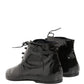 Black Leather AnkleBoots Shoes