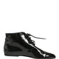 Black Leather AnkleBoots Shoes