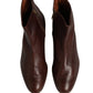 Brown Leather Flats Biker Ankle Boots Shoes