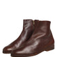 Brown Leather Flats Biker Ankle Boots Shoes