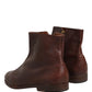 Brown Leather Flats Biker Ankle Boots Shoes