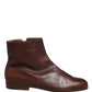 Brown Leather Flats Biker Ankle Boots Shoes