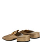 Gold Leather Flats Slides Mule Loafers Shoes