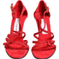 Red Calf Suede Strappy Heels Sandals Shoes