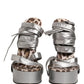 Silver Leather Platform Wedge Sandals Shoes